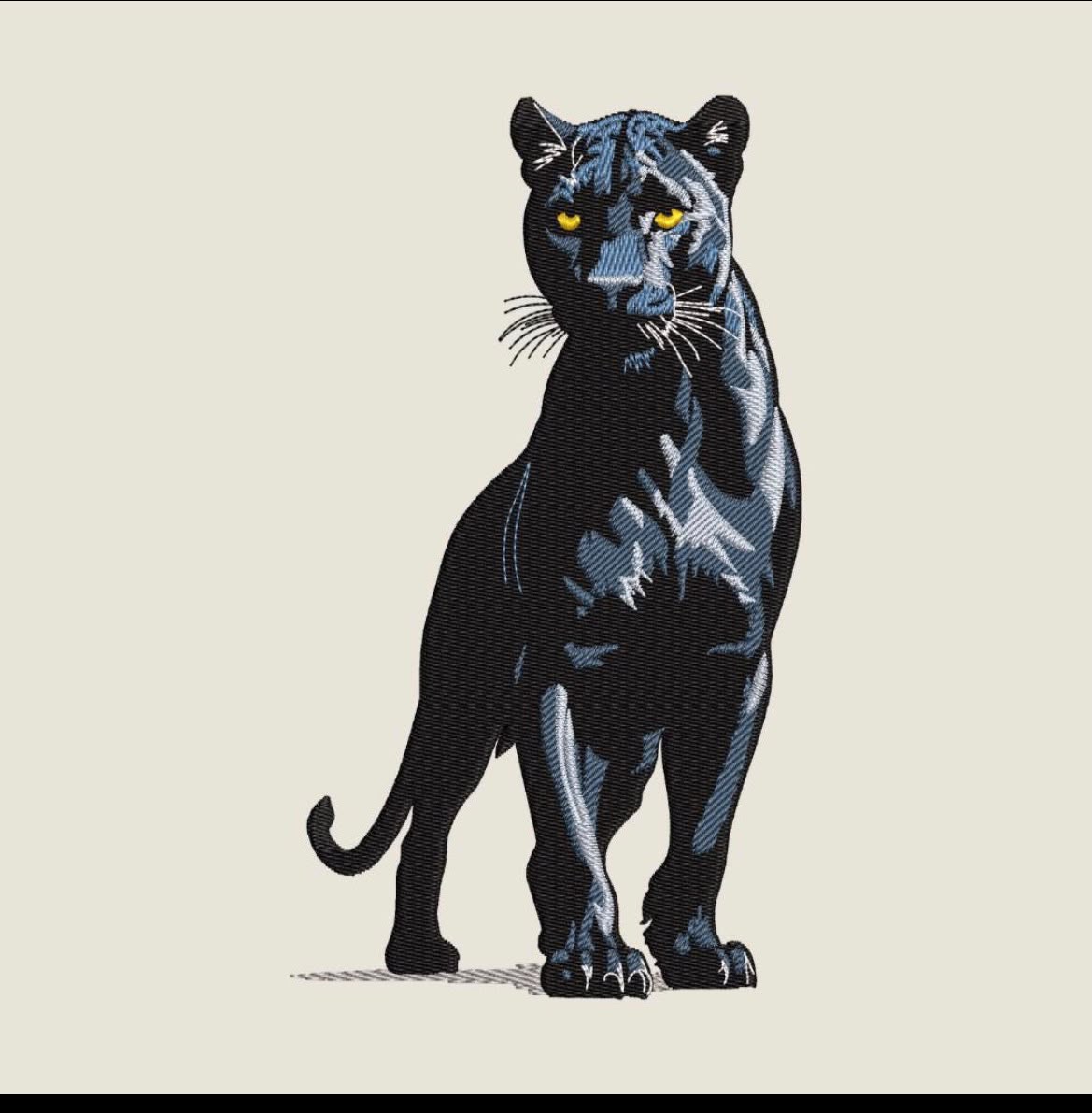 White Cotton Regular Fit Black Panther Embroidered T-Shirt for Men