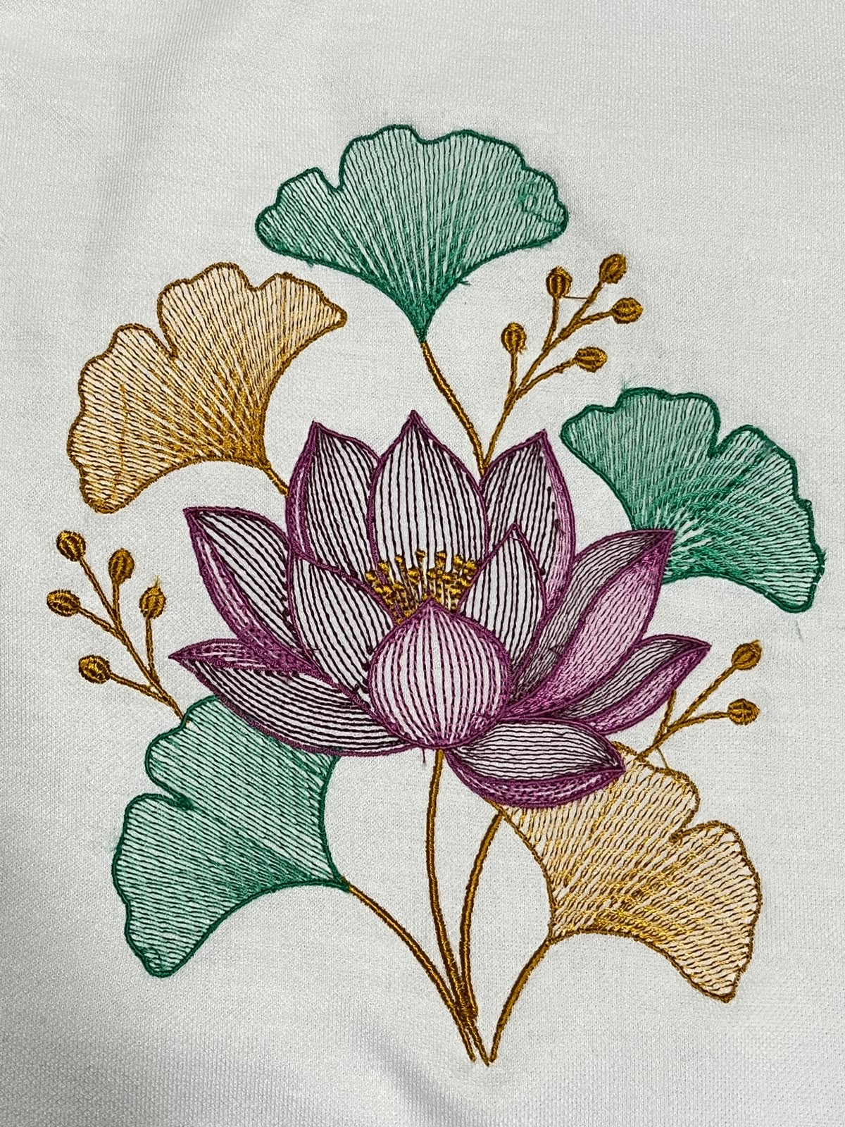 Black Cotton Regular Fit Lotus Flower Embroidered T-Shirt for Women