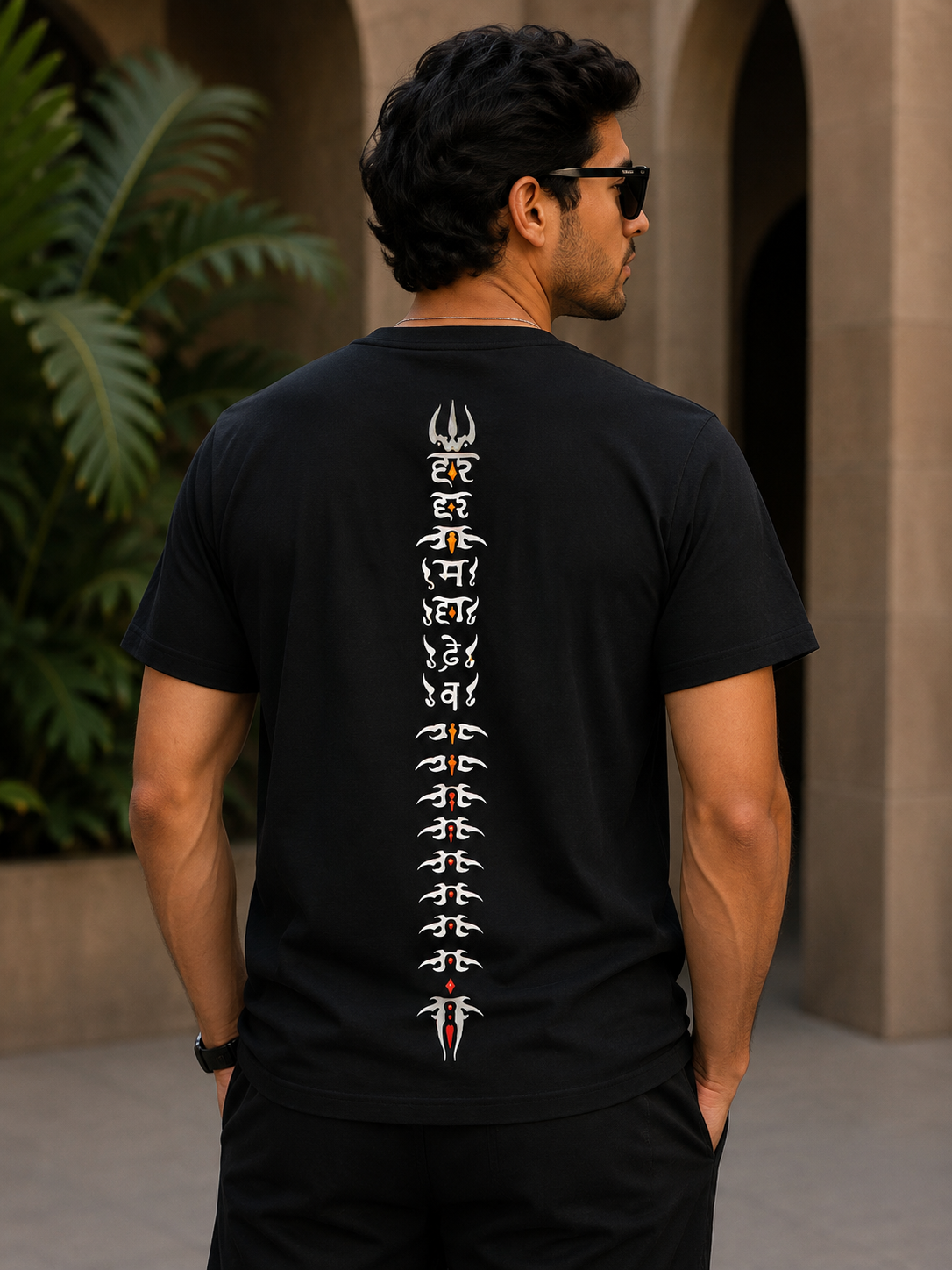 White Cotton Regular Fit Mahadev Digital Print T-Shirt for Men