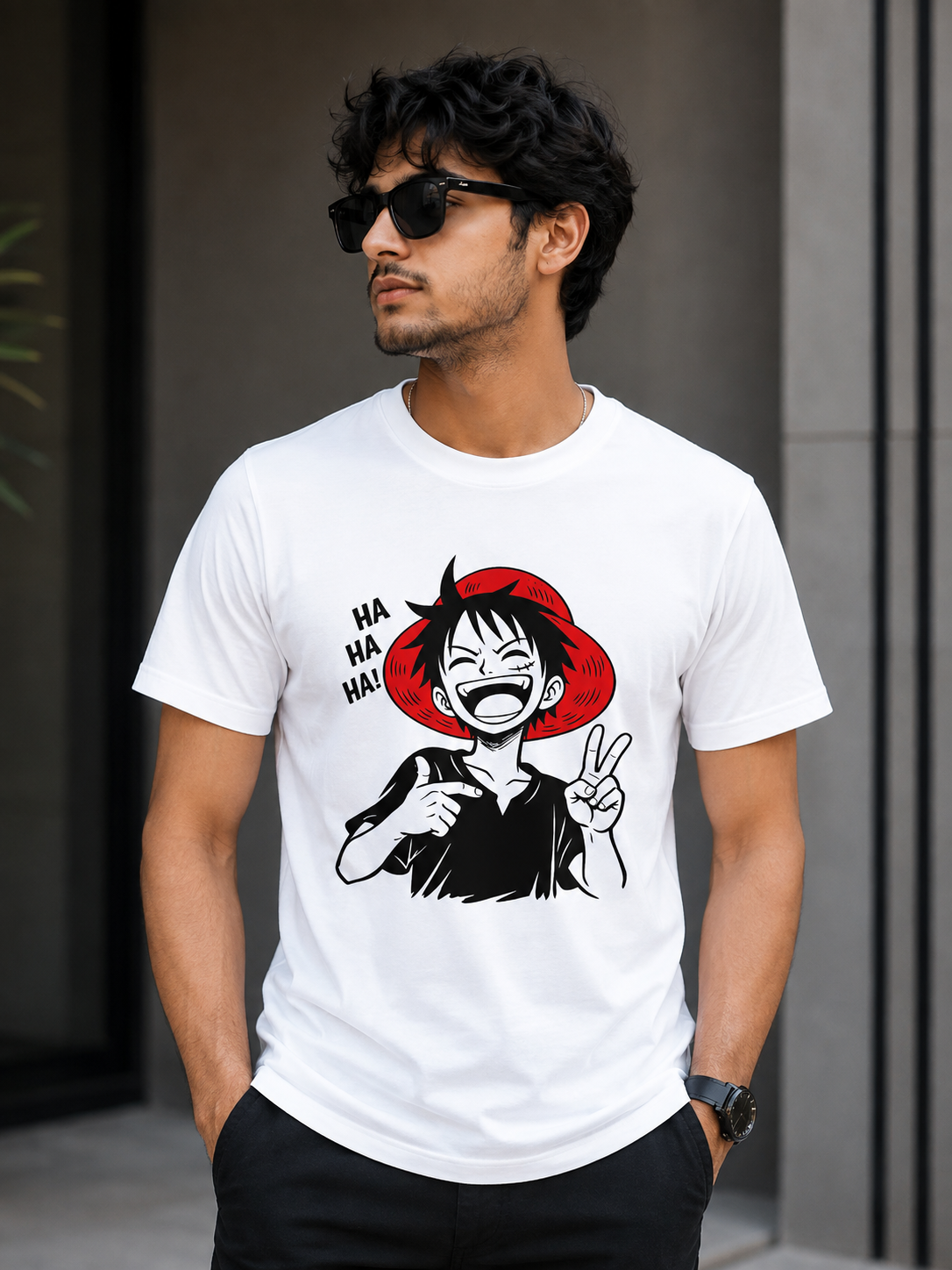 Black Cotton Regular Fit Japn Digital Print T-Shirt for Men